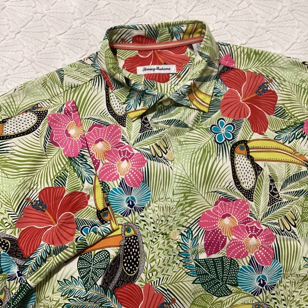 Tommy Bahama Toucan Floral Print Silk Shirt